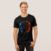 Fire and Ice Panther – Dual Element Fantasy Art Tri-Blend Shirt (Voorkant volledig)