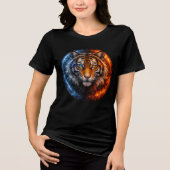 Fire and Ice Tiger – Elemental Fantasy Art Tri-Blend Shirt (Voorkant)