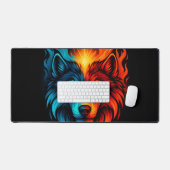 Fire and Ice Wolf – Blue Red Elemental Animal Bureaumat (Keyboard & Muis)