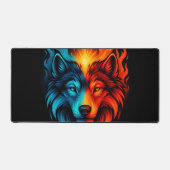 Fire and Ice Wolf – Blue Red Elemental Animal Bureaumat (Voorkant)