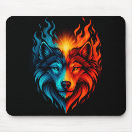 Fire and Ice Wolf – Blue Red Elemental Animal Muismat
