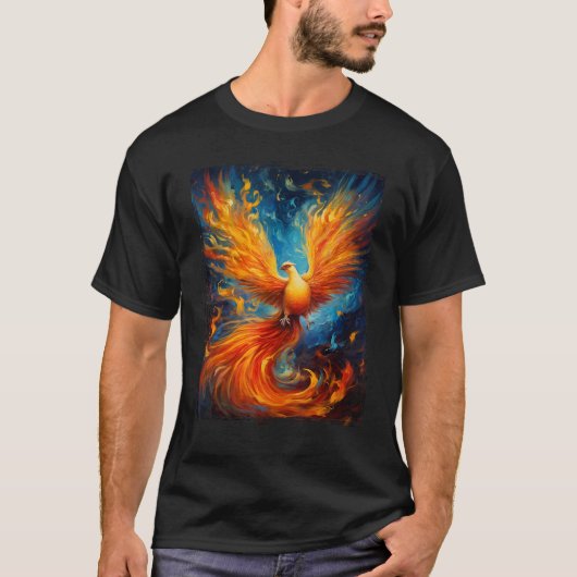Fire and Phoenix Mythical Bird Rising Born Again T-shirt (Voorkant)