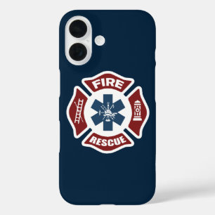 Fire and Rescue Rood Wit en Blauw iPhone 16 Hoesje