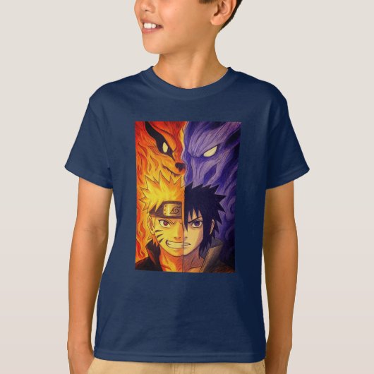 Fire and Shadow – Original Anime-Inspired Design T-shirt (Voorkant)