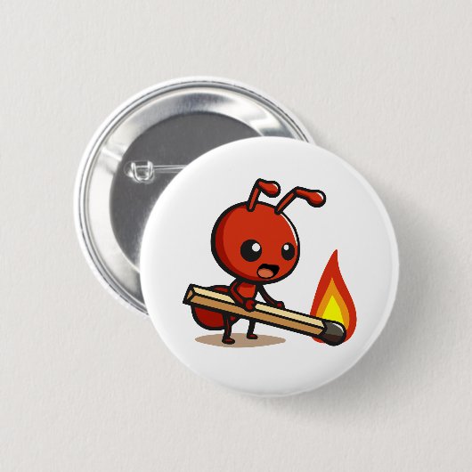 Fire Ant Ronde Button 5,7 Cm (Voorkant /achterkant)