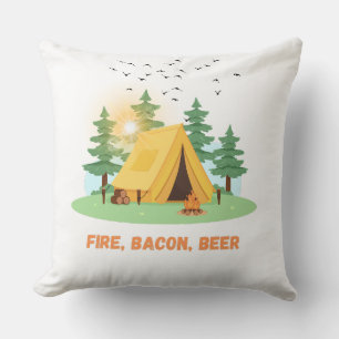 Fire. Bacon. Bier. –Camping Kussen