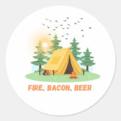 Fire. Bacon. Bier. – Camping Sticker (Voorkant)