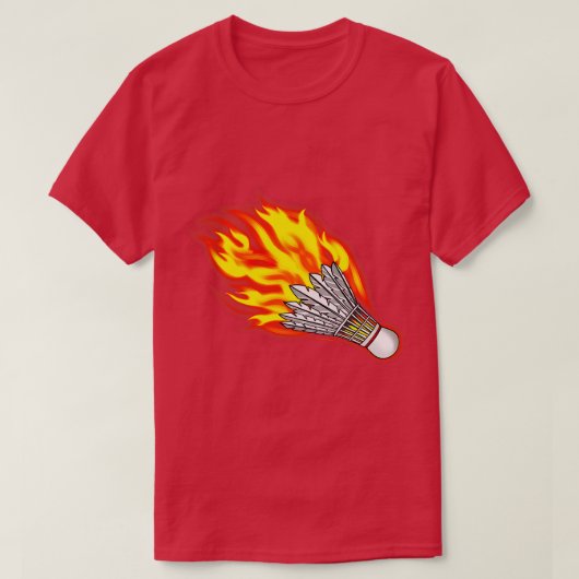 Fire Badminton Birdie T-shirt (Design voorkant)