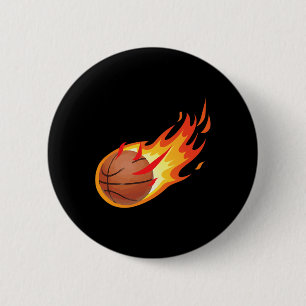 Fire Ball Basketbal Shot is vuur en maakt games Ronde Button 5,7 Cm