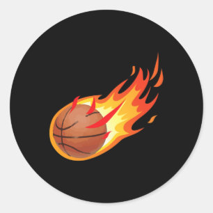 Fire Ball Basketbal Shot is vuur en maakt games Ronde Sticker