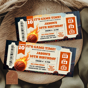 Fire Basketball Slam Dunk Game Ticket Verjaardag