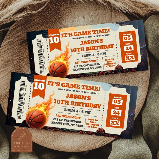 Fire Basketball Slam Dunk Game Ticket Verjaardag