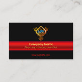 Fire Bird Phoenix op zwarte en glanzende rode band Visitekaartje (Voorkant)