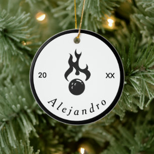 Fire Bowling Black & White elegant Sport Cool Keramisch Ornament