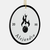 Fire Bowling Black & White elegant Sport Cool Keramisch Ornament (Rechts)