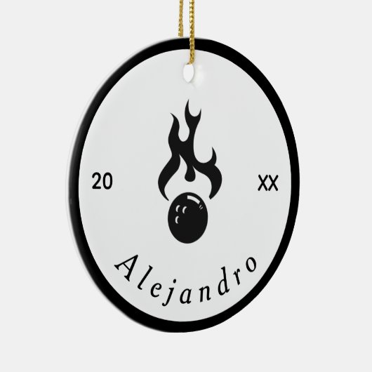 Fire Bowling Black & White elegant Sport Cool Keramisch Ornament (Rechts)