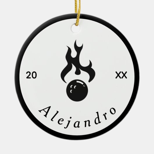 Fire Bowling Black & White elegant Sport Cool Keramisch Ornament (Voorkant)