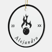 Fire Bowling Black & White elegant Sport Cool Keramisch Ornament (Links)