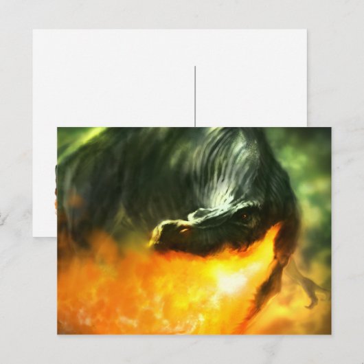 Fire-Breathing Dinosaur of Dragon van Michael Mahe Briefkaart (Voorkant / Achterkant)