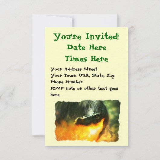 Fire-Breathing Dinosaur of Dragon van Michael Mahe Kaart (Achterkant)