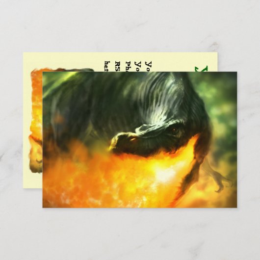 Fire-Breathing Dinosaur of Dragon van Michael Mahe Kaart (Voorkant / Achterkant)