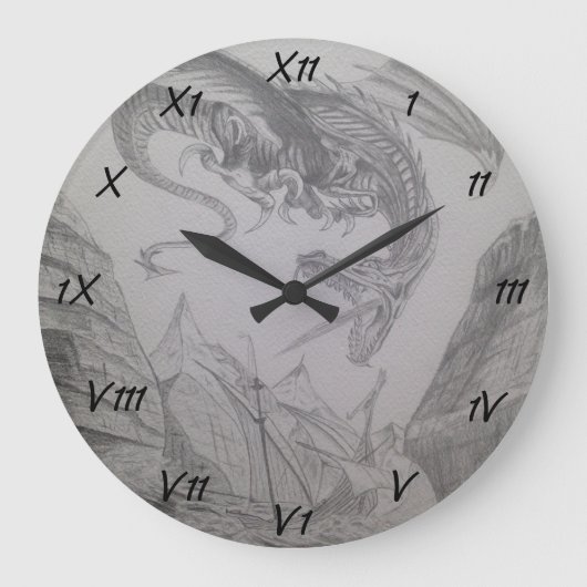 Fire breathing Dragon attacking viking boat Grote Klok (Voorkant)