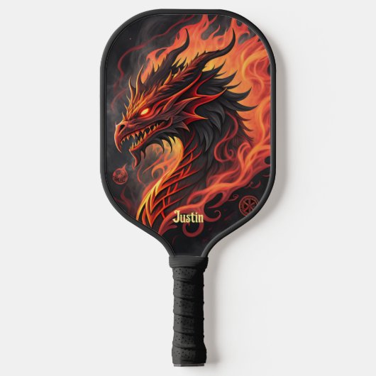 Fire Breathing Dragon gepersonaliseerd Pickleball Paddle (Voorkant)