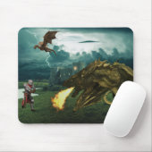 Fire Breathing Dragon Medieval Knight Muismat (Met muis)