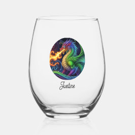 Fire Breathing Dragon Personalized Wijnglas Zonder Voet