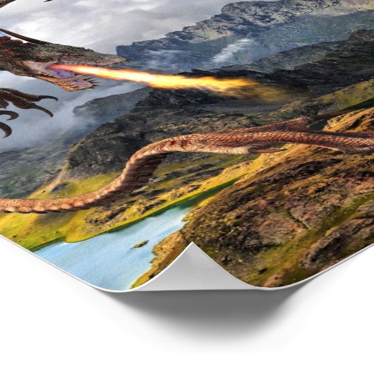 Fire Breathing Dragon Red Wyvern Poster (Hoek)