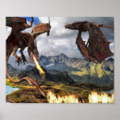 Fire Breathing Dragon Red Wyvern Poster (Voorkant)