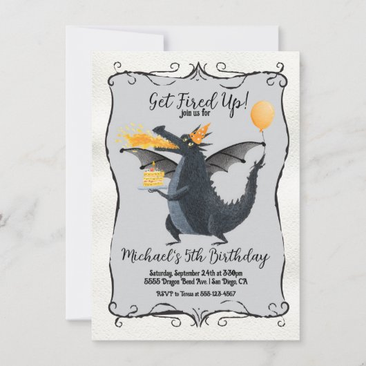 Fire Breathing Dragon verjaardagsfeestje Kaart (Voorkant)