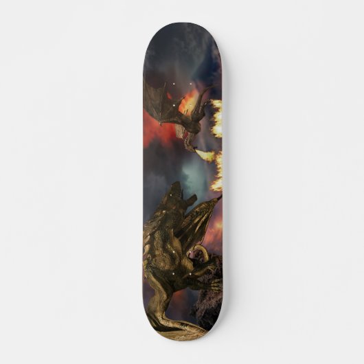 Fire Breathing Dragon Wyvern Volcano Lava Persoonlijk Skateboard (Voorkant)
