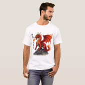 Fire Breathing Red Dragon - episch mythisch wezen T-shirt (Voorkant volledig)