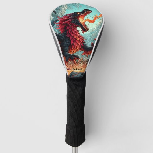 Fire Breathing Red Dragon Personalized Golfheadcover (Voorkant)