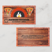 Fire Brick Oven | Hout | Pizza Slices Visitekaartje (Voorkant / Achterkant)