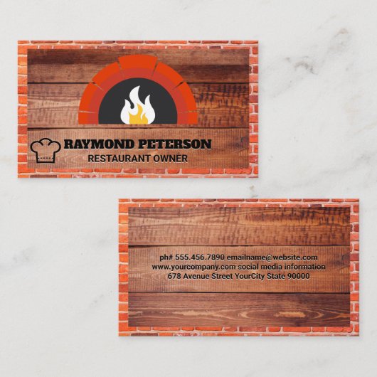 Fire Brick Oven | Hout Visitekaartje (Voorkant / Achterkant)