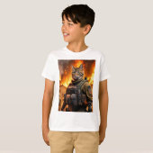 Fire Cat ontwerp kinder T-shirt (Voorkant volledig)