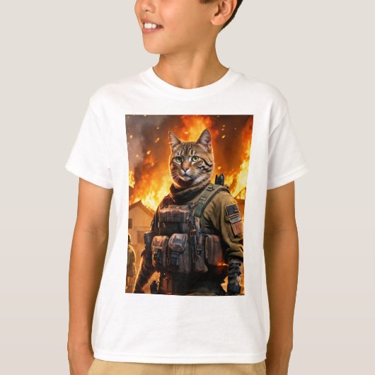 Fire Cat ontwerp kinder T-shirt (Voorkant)