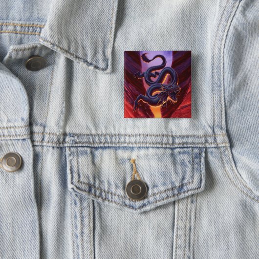 "Fire Cavern" Vierkante Button 5,1 Cm (In situ)