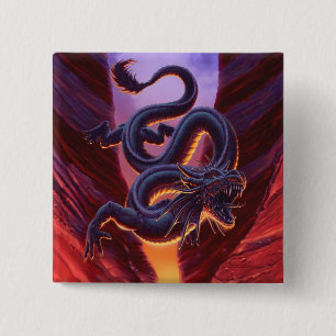 "Fire Cavern" Vierkante Button 5,1 Cm