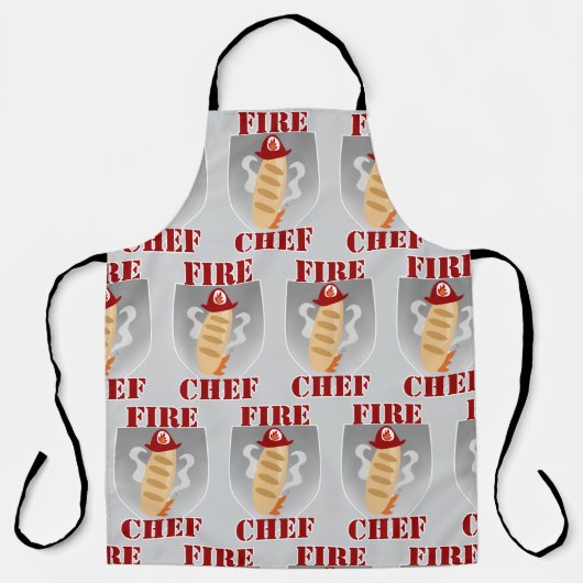 Fire Chef Funny Cooking Time Cartoon Slogan Schort (Voorkant)