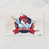 Fire Chicken Logo | Achtergrond hout Visitekaartje (Voorkant)