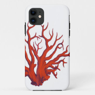 FIRE CORAL op witte achtergrondtelefoondekking iPhone 11 Hoesje