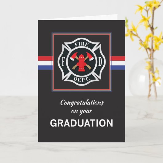 Fire Department Academy Afstuderen Emblem op Black Kaart (Gele Bloem)