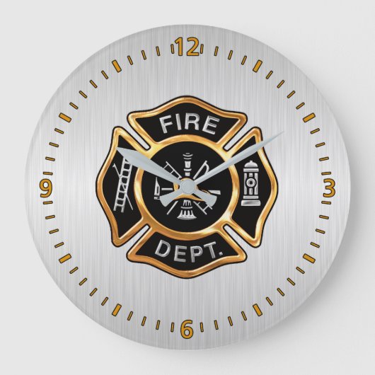 Fire Department Badge Gold and Silver Grote Klok (Voorkant)