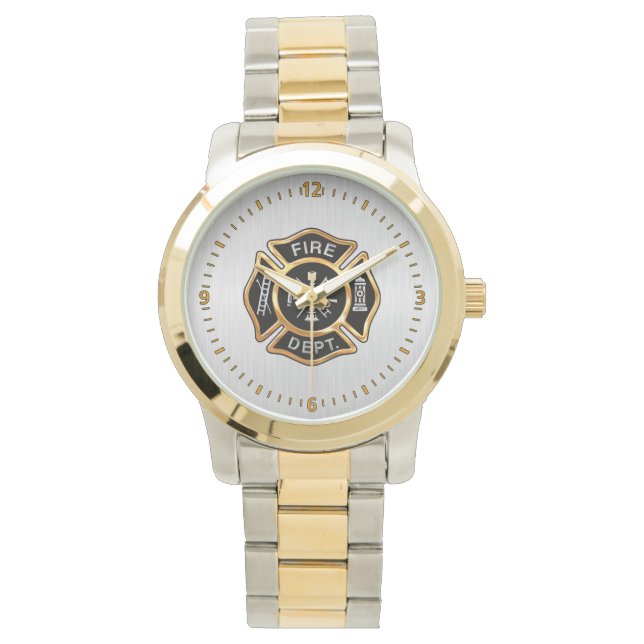 Fire Department Badge Gold and Silver Horloge (Voorkant)