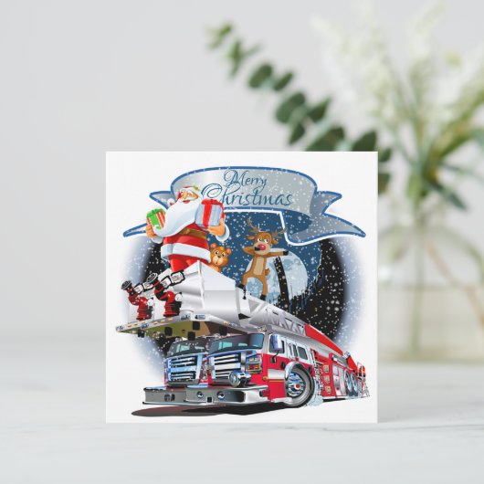 Fire Department Christmas HD Print Kaart (Staand voorkant)