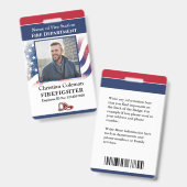 Fire Department Employee Firefighter Photo ID Card Badge (Voor- en achterkant)