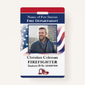 Fire Department Employee Firefighter Photo ID Card Badge (Voorkant)